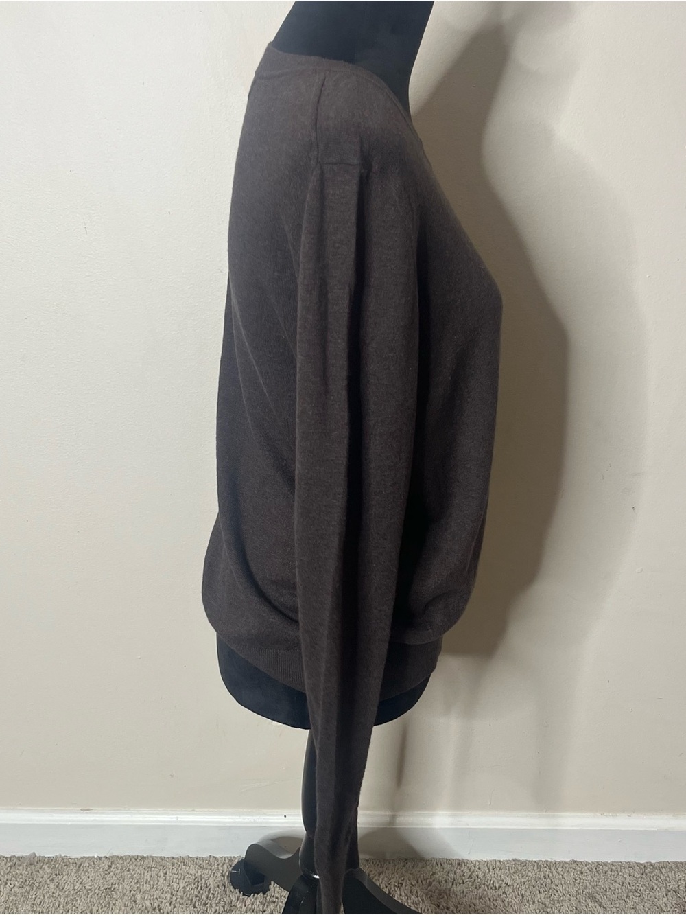 Quince Women’s Brown Crewneck Organic Cotton Cashmere Knit Sweater Sz L - Picture 4 of 8